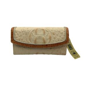 NWT Vintage Brahmin Checkbook Wallet, Croc-embossed Leather Design
